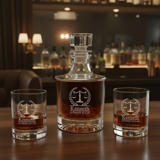 Lawyer Personalized Legacy Reserve Whiskey Decanter with Rocks Glasses - 3 pc