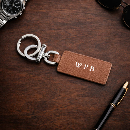 ROYCE New York Monogrammed Leather Luxe Key Chain