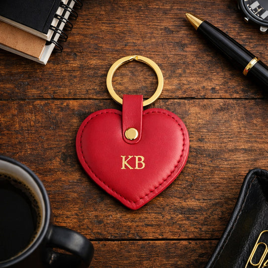 Monogrammed Luxury Leather Heart Shaped Key Chain