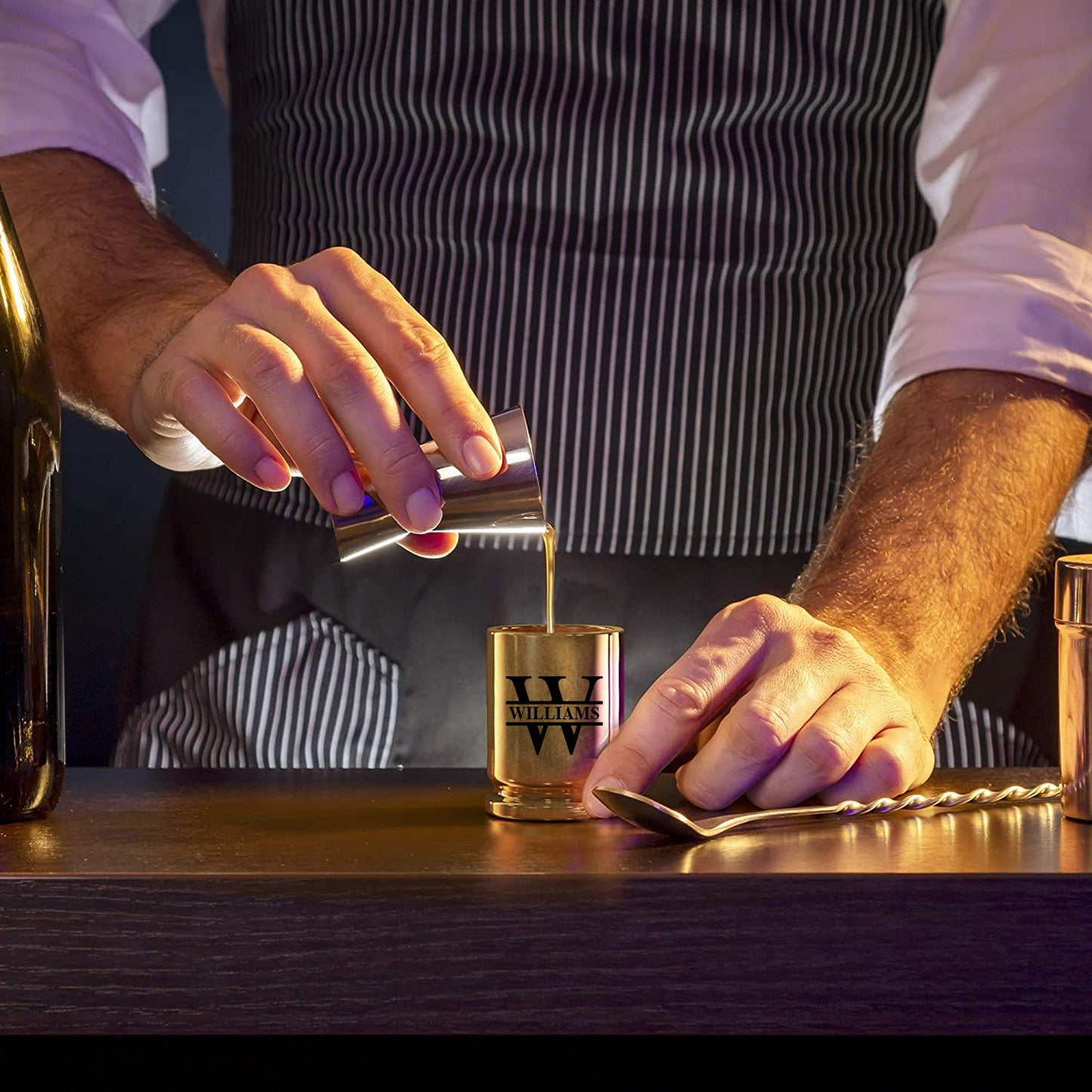 Monogram Personalized .50 Caliber Brass Ceramic Shot Glasses – Set of 2