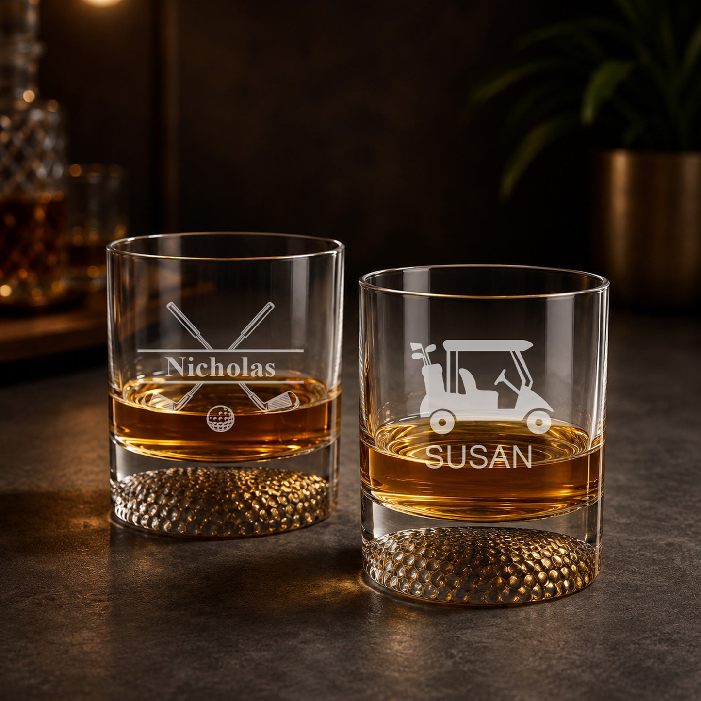 Golf Personalized Golf Cart Decanter & Golf Ball Glasses Gift Set