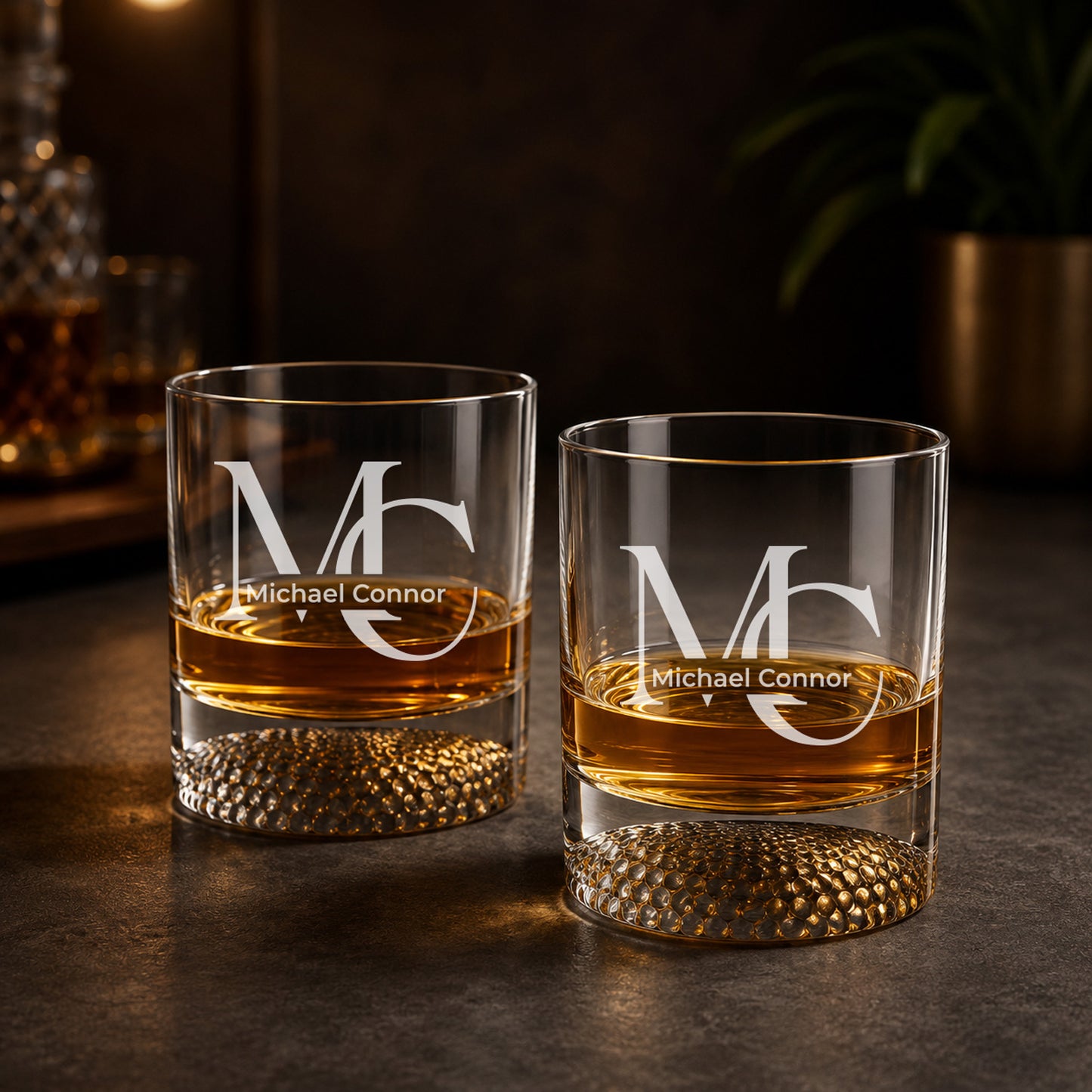 Personalized Monogram Golf Cart Whiskey Decanter & Golf Ball Glasses Gift Set