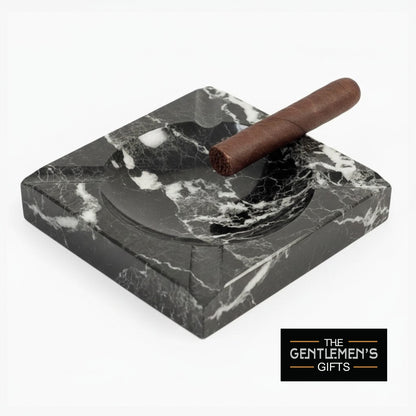Monogram Personalized Black Marble Cigar Ashtray