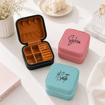 Signature Collection Personalized Leather Travel Jewelry Case