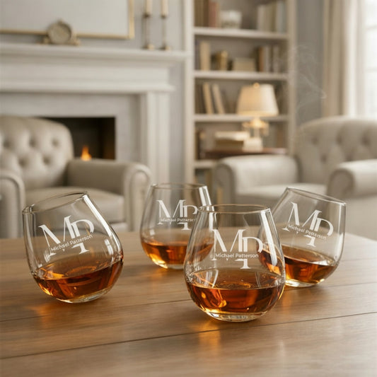 Monogram Personalized Rocking Whiskey Glasses, Set of 4