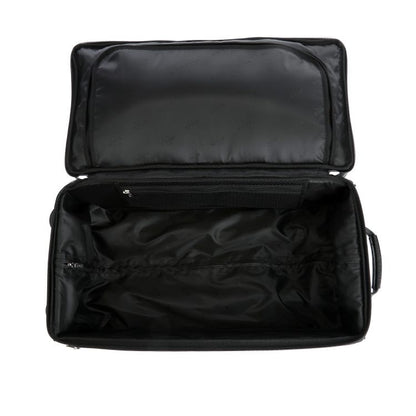 ROYCE New York Monogrammed Black Leather Executive Rolling Duffel Suitcase