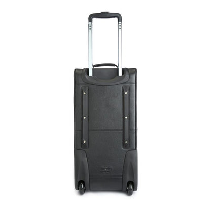 ROYCE New York Monogrammed Black Leather Executive Rolling Duffel Suitcase