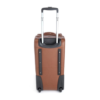 ROYCE New York Monogrammed Tan Leather Executive Rolling Duffel Suitcase