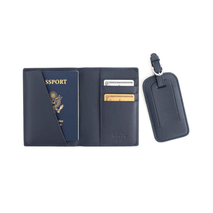 ROYCE New York Monogrammed RFID Passport Case Luggage Tag Set