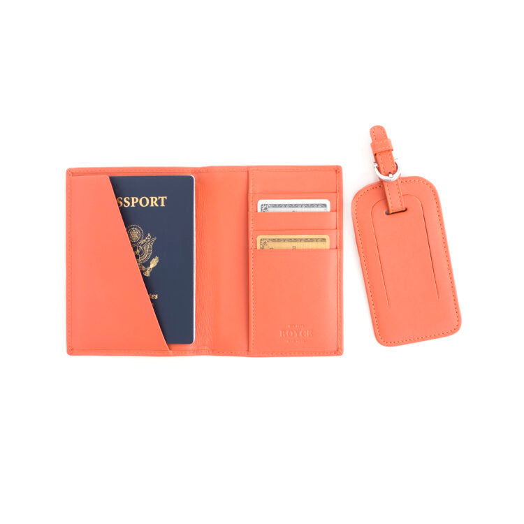 ROYCE New York Monogrammed RFID Passport Case Luggage Tag Set