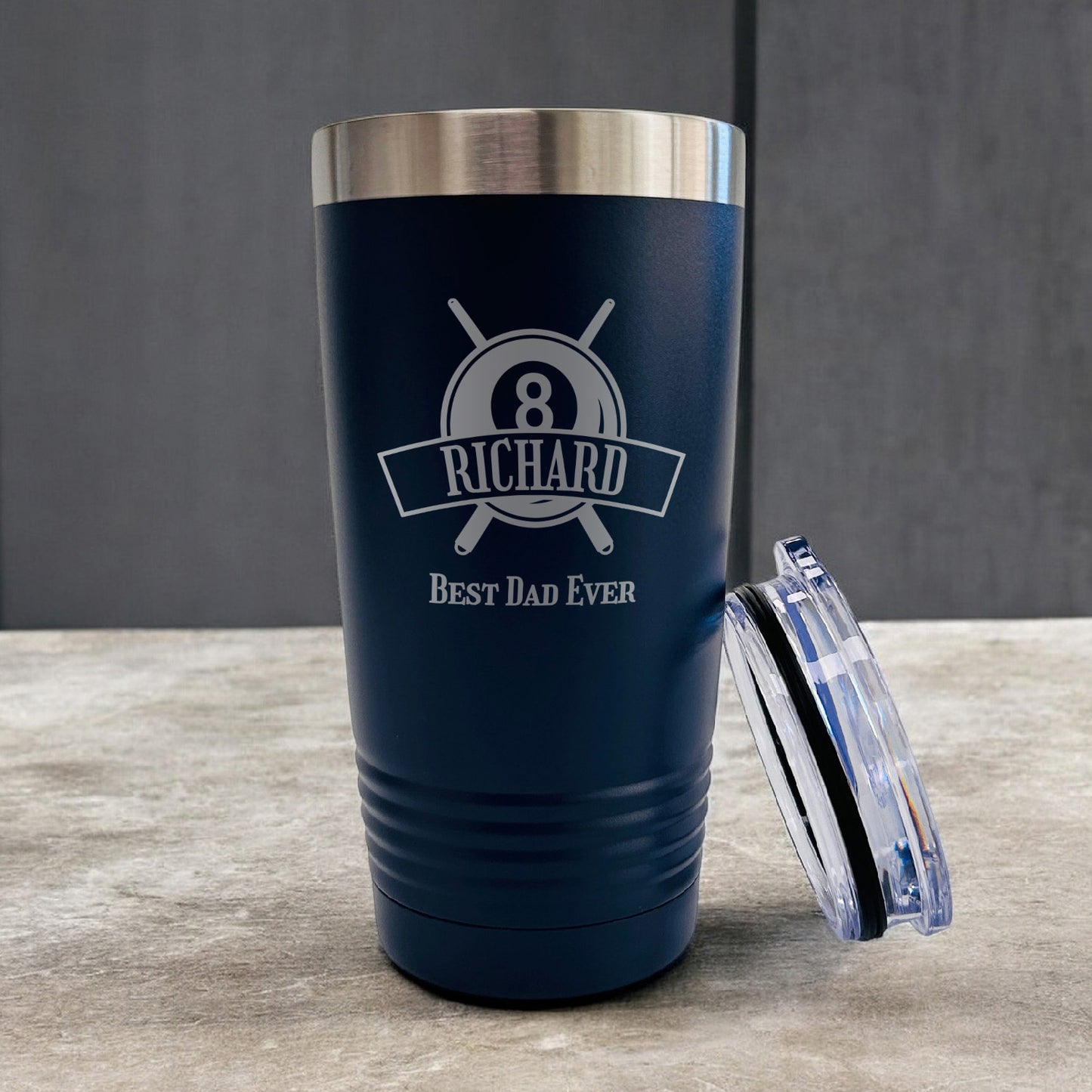 Pool Billiard Eight-Ball Personalized 20 oz. Stainless Steel Tumbler