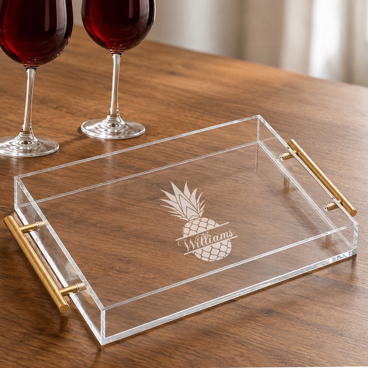 Tropical Coastal Signature Collection Personalized Acrylic Serving Tray w/ Gold Handles