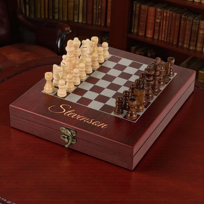 Personalized Deluxe Chess Set with Storage Board