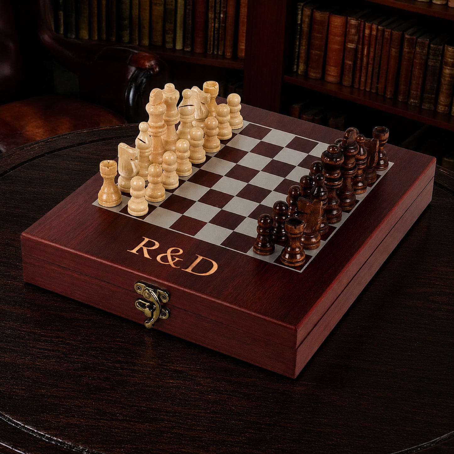 Personalized Deluxe Chess Set with Storage Board