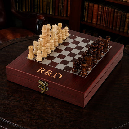 Personalized Deluxe Chess Set with Storage Board
