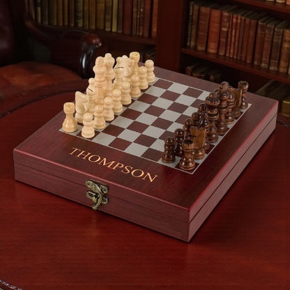 Personalized Deluxe Chess Set with Storage Board