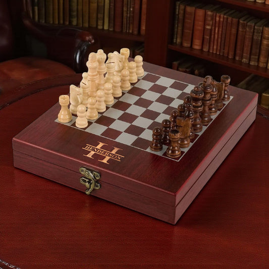 Monogram Personalized Deluxe Chess Set with Storage Board