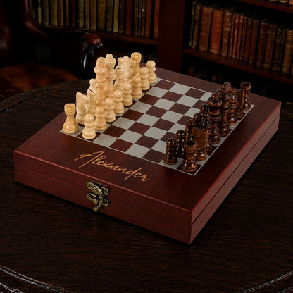 Signature Personalized Deluxe Chess Set with Storage Board