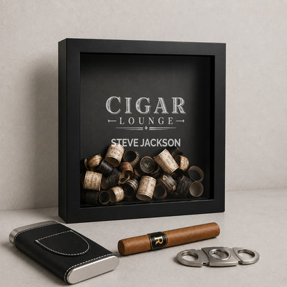 Personalized Cigar Label Display Case for Cigar Lounge – Shadow Box Keepsake