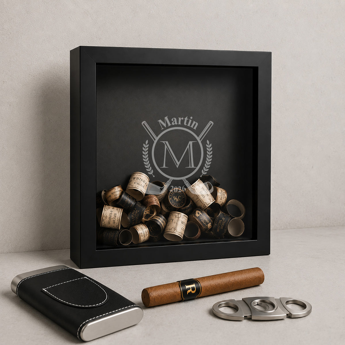 Personalized Cigar Label Display Case for Golfers – Shadow Box Keepsake
