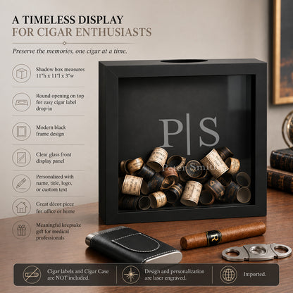 Personalized Cigar Label Display Case for Golfers – Shadow Box Keepsake