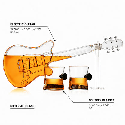 Personalized Electric Guitar Decanter with 2 Pick Whiskey Glasses Gift Set