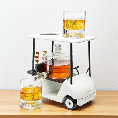 Personalized Golf Cart Whiskey Decanter & Golf Ball Glasses Gift Set