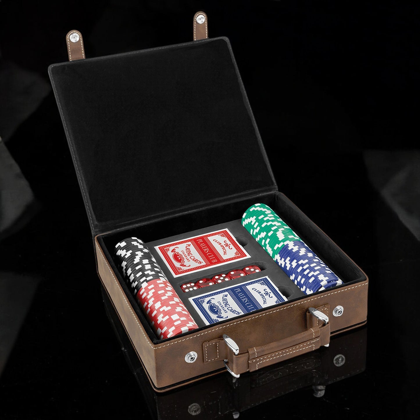 Motorcycle Rider Personalized Leather Poker Gift Set
