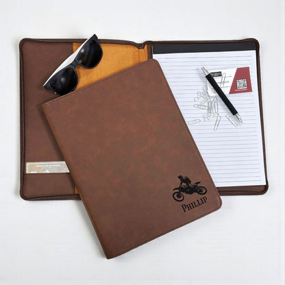 Motorcycle Rider Personalized Leather Portfolio
