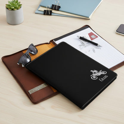 Motorcycle Rider Personalized Leather Portfolio