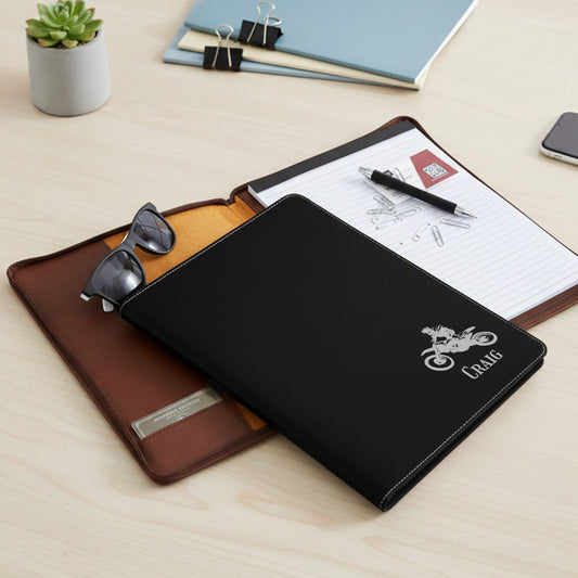 Motorcycle Rider Personalized Leather Portfolio