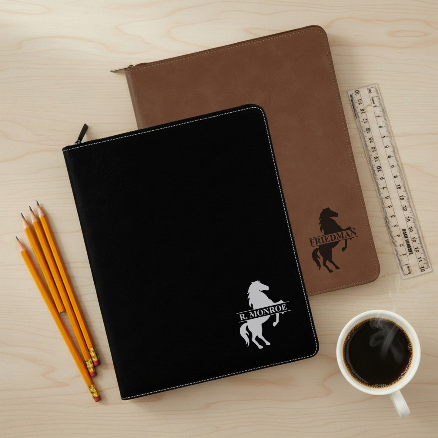 Equestrian Horse Personalized Leather Portfolio