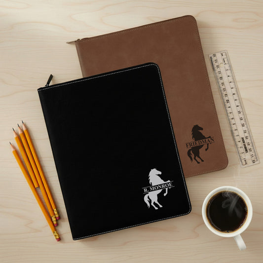 Equestrian Horse Personalized Leather Portfolio