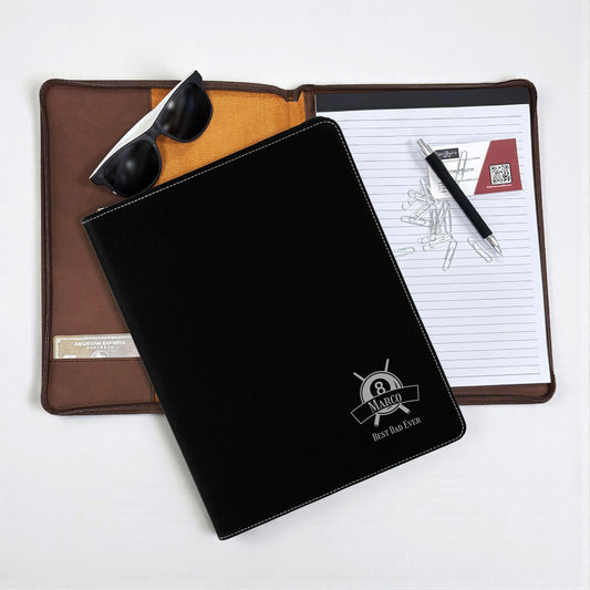 Pool Billiard Eight-Ball Personalized Leather Portfolio