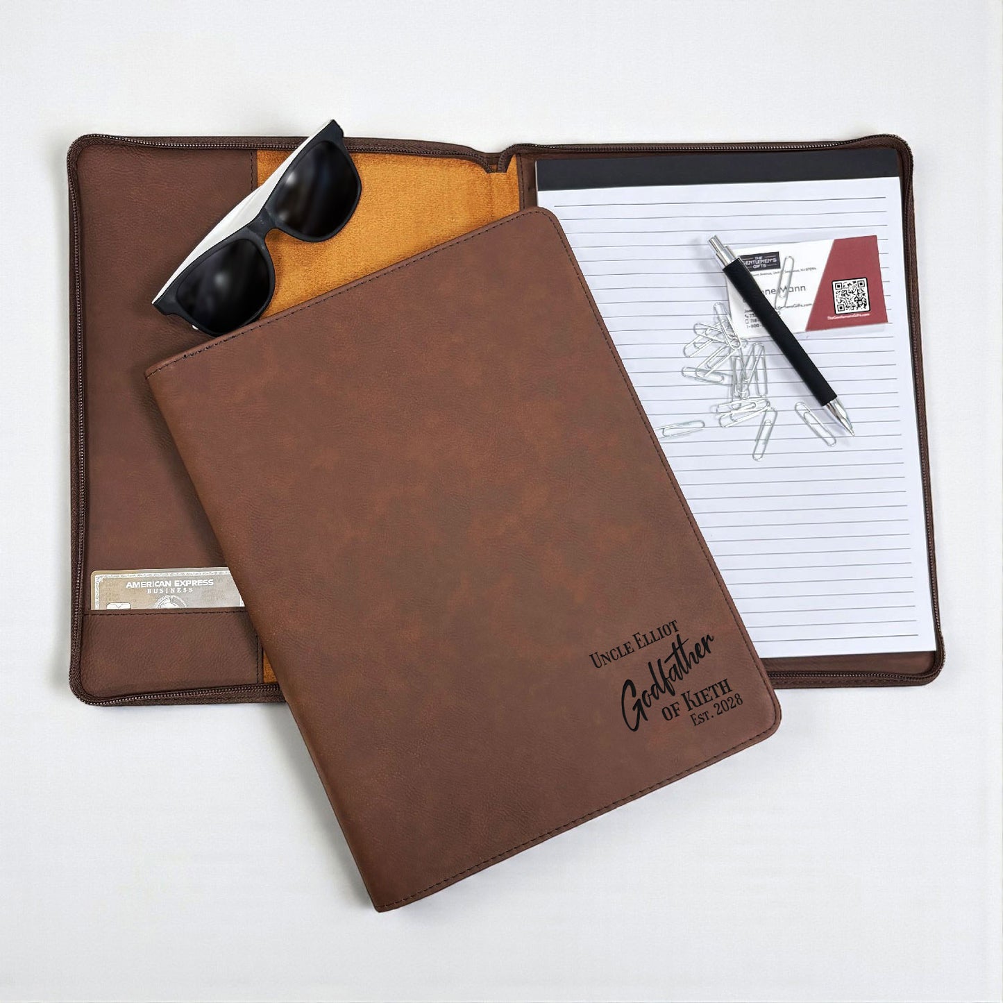 Godparent Personalized Leather Portfolio