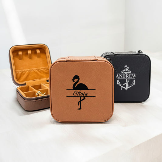 Tropical Coastal Signature Collection Personalized Leather Travel Jewelry Case