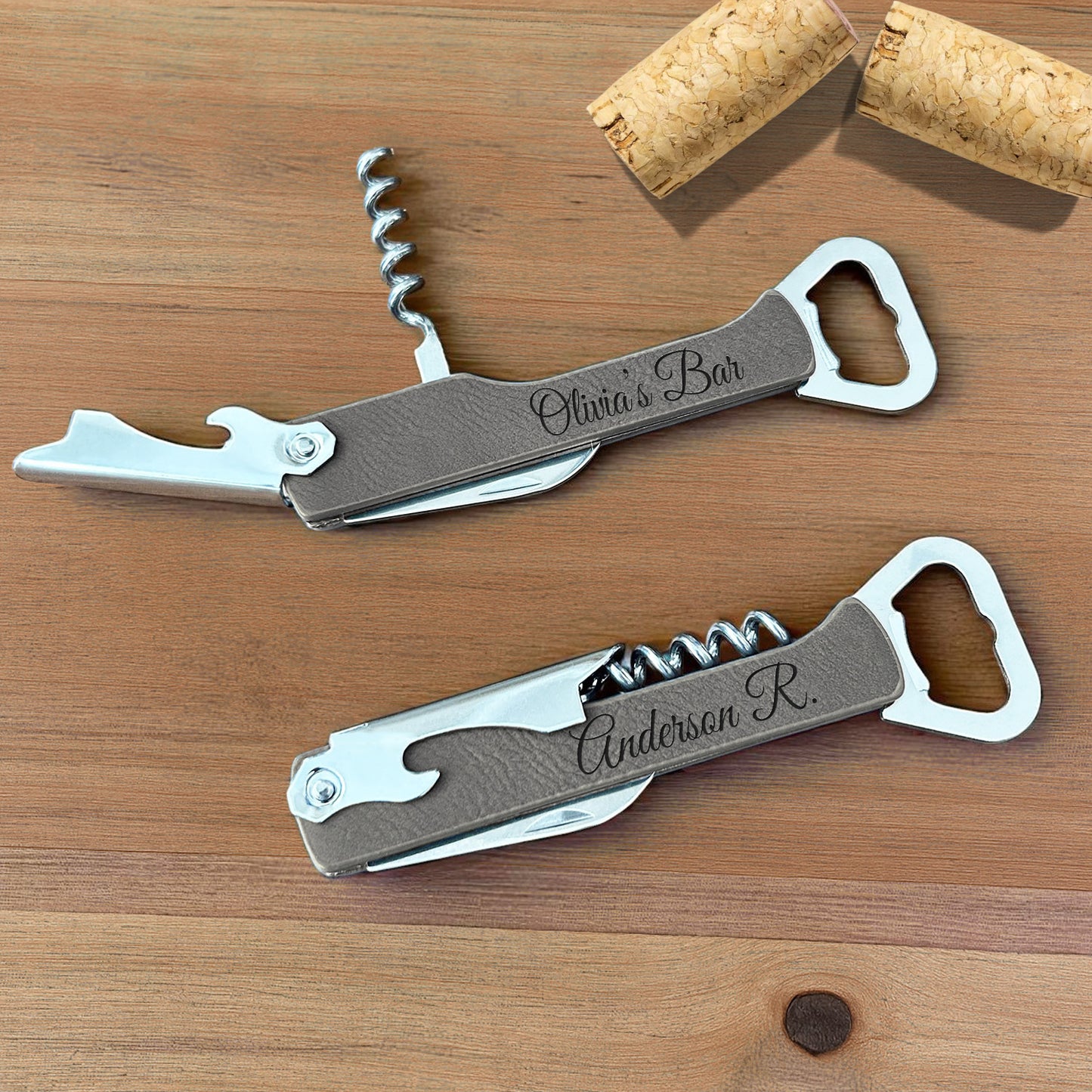 Personalized Leather Wine Bottle Opener