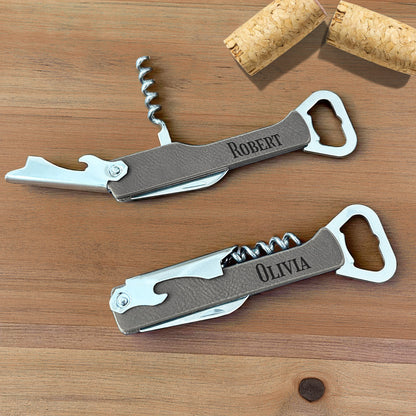 Personalized Leather Wine Bottle Opener