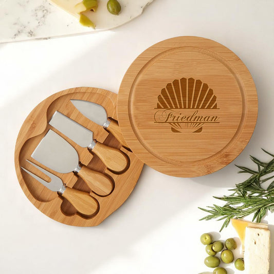 Seashell Personalized Swivel Cheese Board Gift Set