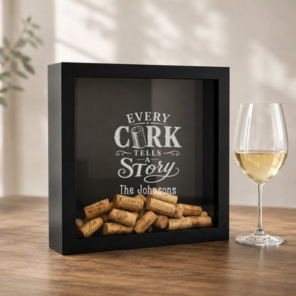 Personalized Wine Cork Display Case Shadow Box