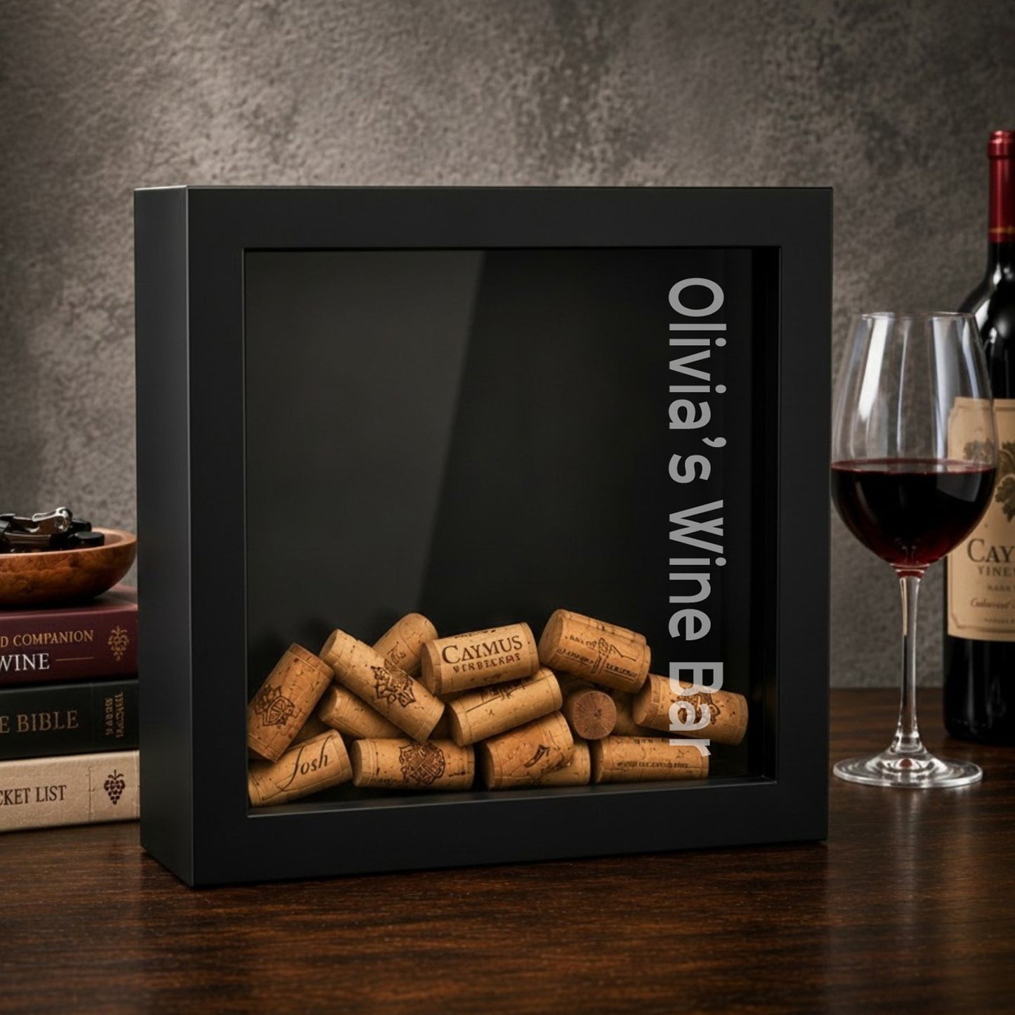 Personalized Wine Cork Display Case Shadow Box Keepsake