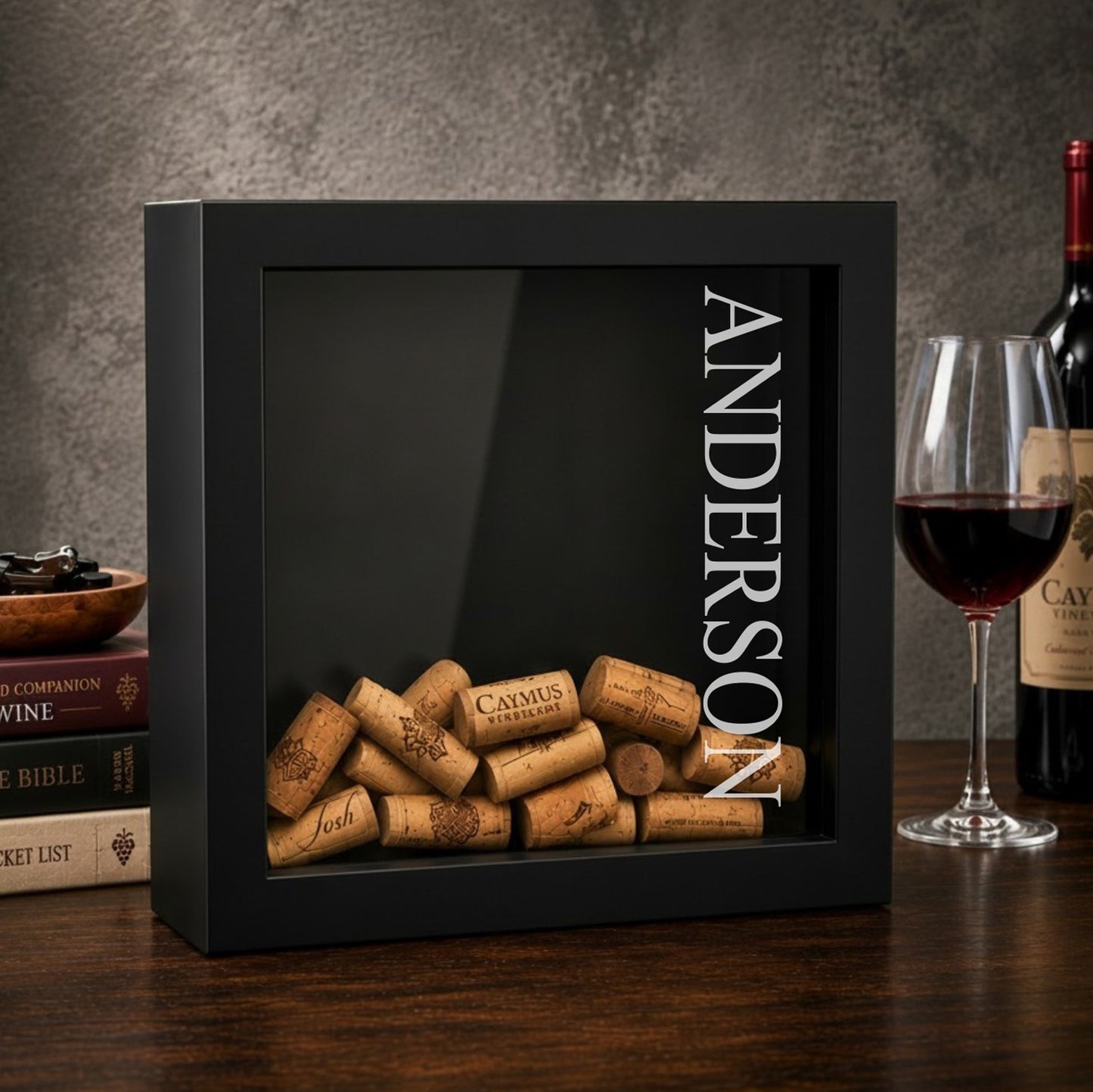 Personalized Wine Cork Display Case Shadow Box Keepsake