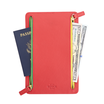 ROYCE New York Monogrammed RFID Blocking Four Zip Travel Organizer