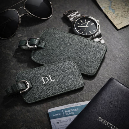 ROYCE New York Monogrammed RFID Passport Case Luggage Tag Set