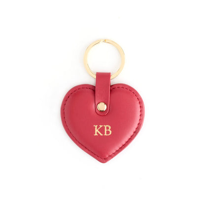 ROYCE New York Monogrammed Luxury Leather Heart Shaped Key Chain