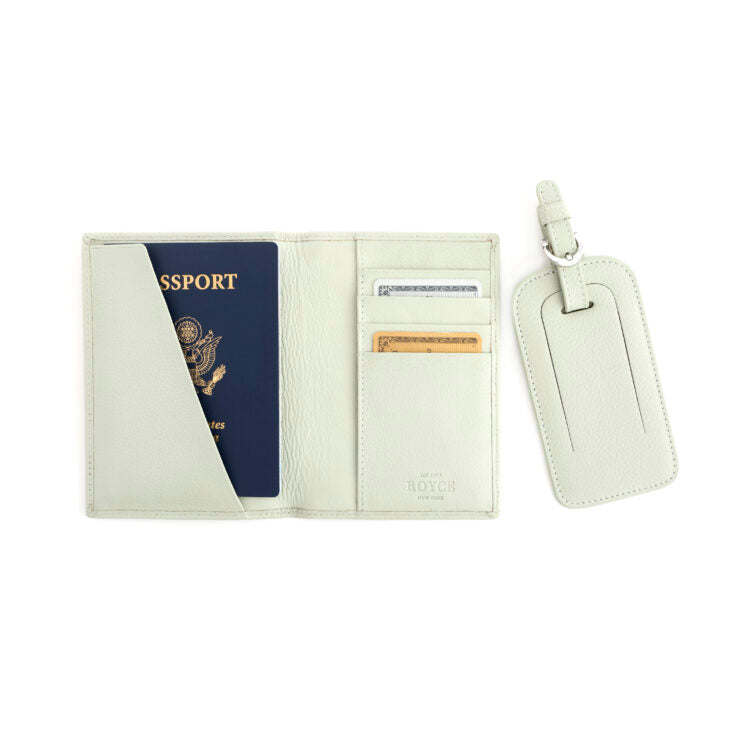 ROYCE New York Monogrammed RFID Passport Case Luggage Tag Set