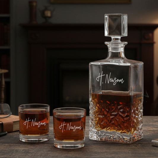 Signature Collection Personalized Icy Whiskey Decanter with Glasses Gift Set