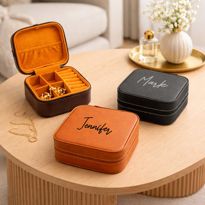 Signature Collection Personalized Leather Travel Jewelry Case
