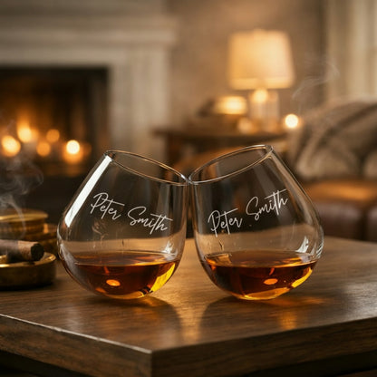 Signature Personalized Rocking Whiskey Glasses, Set of 4