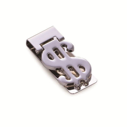 Dollar Sign Silver Plated Hinged Money Clip